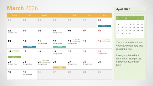 March Slide – 2026 Calendar PPT Template