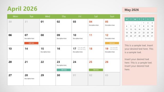 April Discussion Slide – 2026 Calendar Template