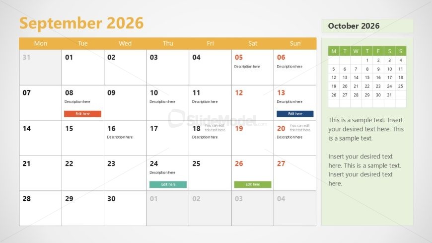Editable 2026 Calendar Presentation Template