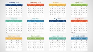 PPT 2026 Calendar 12 Months in Slide.