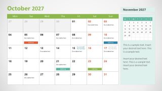 2027 Calendar Template Slide for October 