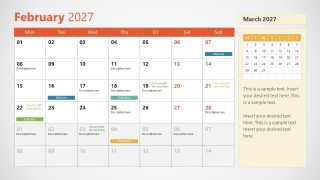 Customizable 2027 Calendar PPT Template with Monday as First Day 