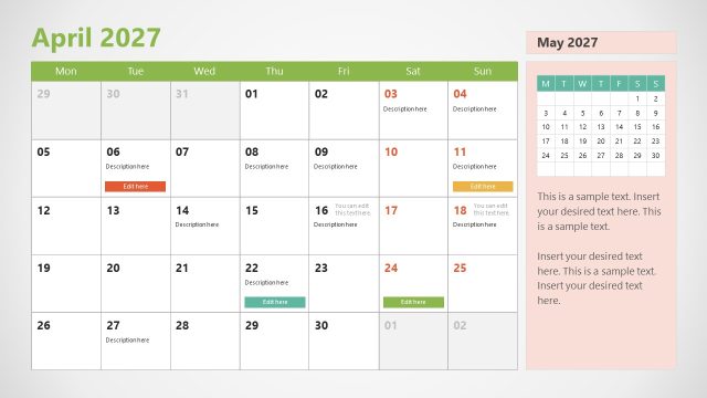 April PPT Slide – 2027 Calendar Template