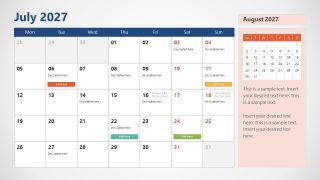 2027 Calendar Presentation Template Slide 