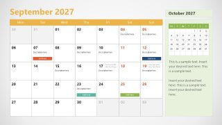 2027 Calendar PPT Template for Presentation 