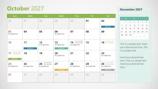 2027 Calendar Template for Business Presentation 