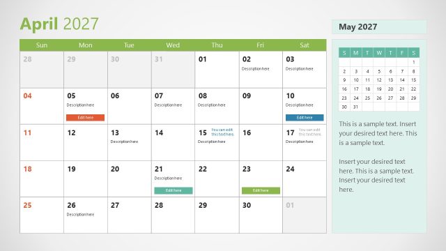 April PPT Slide – 2027 Calendar Presentation Slide Template