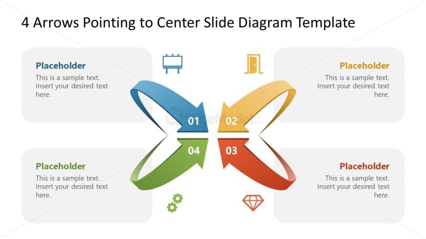 Editable 4 Arrows Pointing to Center PPT Template