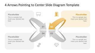 4 Arrows Pointing to Center Slide Diagram Template with placeholders for text.