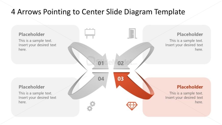 4 Arrows Pointing to Center Template for Presentation