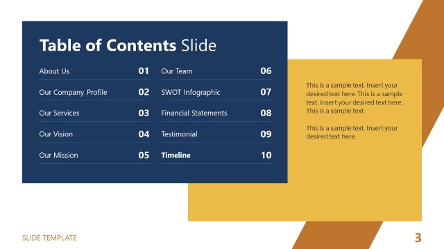 Table of Contents Slide for Simple Business Template
