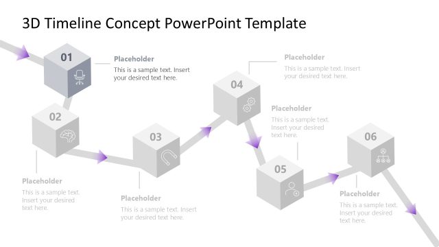 6-Item 3D Timeline Slide Template