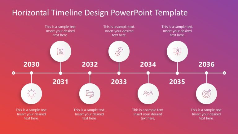 Editable 7-Year Horizontal Timeline Design PPT Template - SlideModel