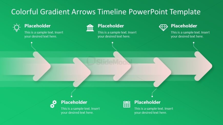 Colorful Gradient Arrows Timeline Template for PowerPoint