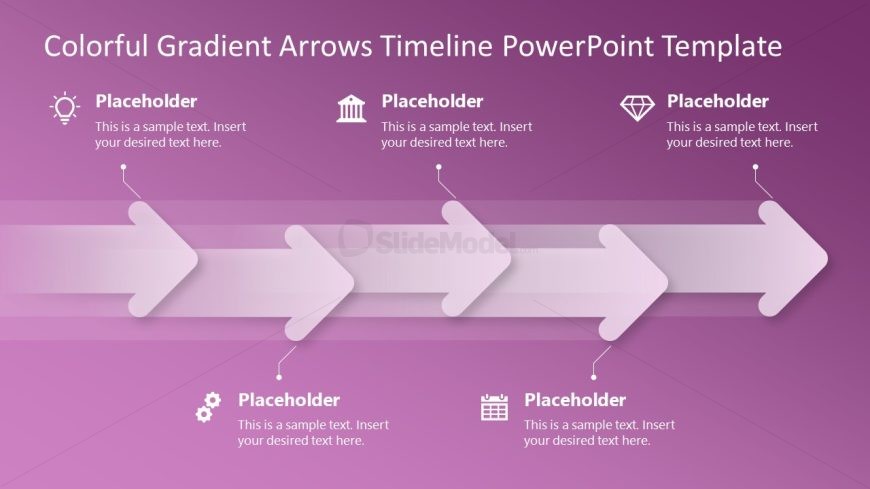 Colorful Gradient Arrows Timeline Template for Presentation