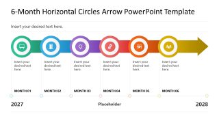 6-Month Horizontal Circles Arrow Diagram with Colors 