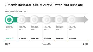 6-Month Horizontal Circles Arrow Diagram for Step 1 