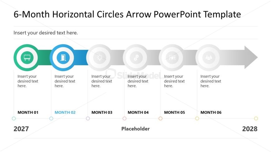 6-Month Horizontal Circles Arrow Diagram for Step 2