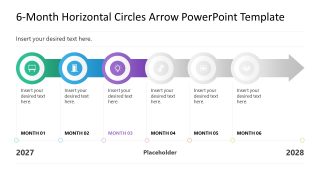 6-Month Horizontal Circles Arrow Presentation Slide 