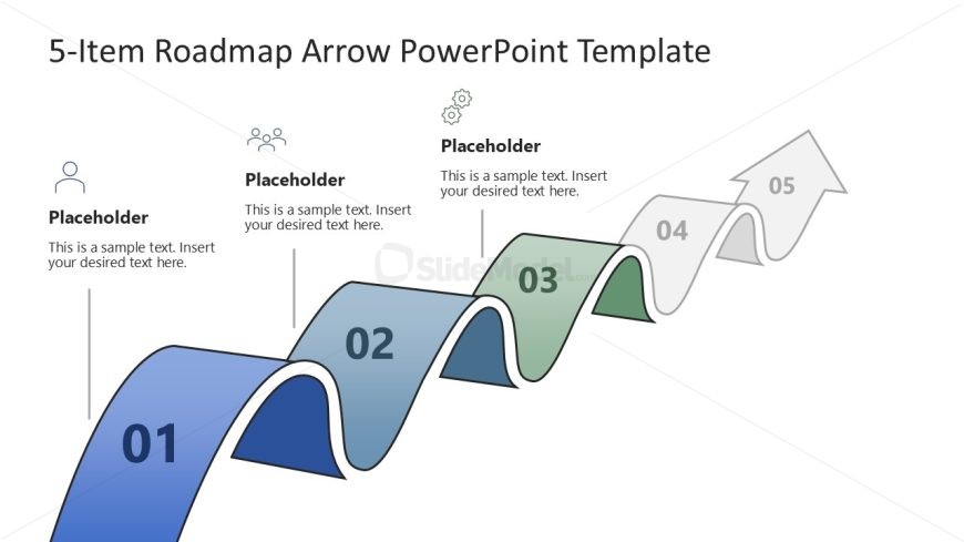 5-Item Roadmap Arrow Template for PowerPoint