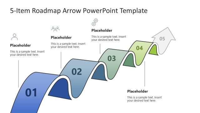 5-Item Roadmap Arrow Slide Template