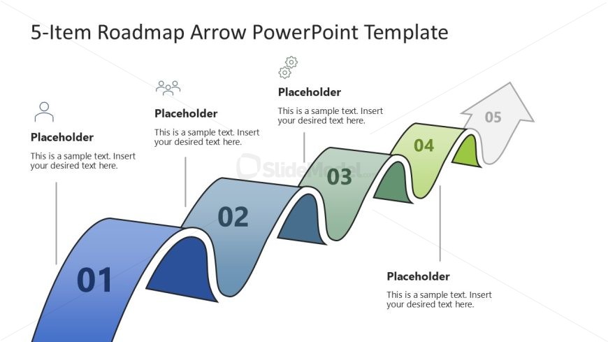 Slide with Focus Effect - 5-Item Roadmap Arrow Template