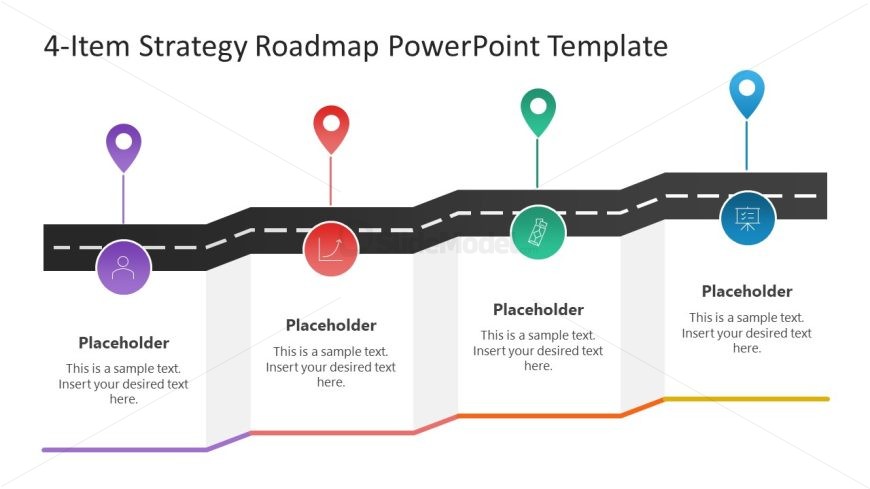 4-Item Strategy Roadmap PPT Slide