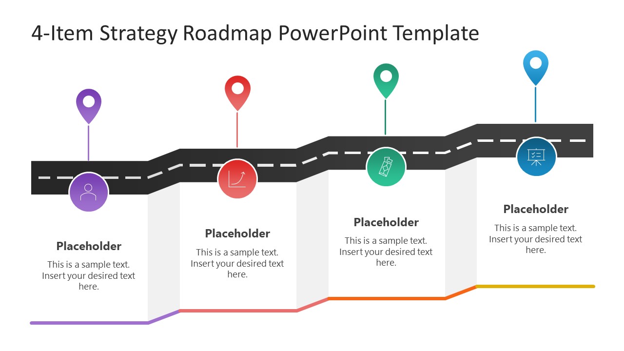 4-Item Strategy Roadmap PPT Slide 
