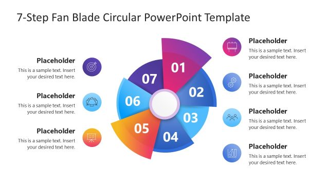 Editable 7-Step Fan-Blade Circular PPT Template