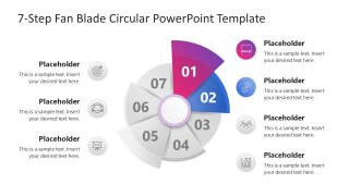 7-Step Fan-Blade Circular PPT Slide 