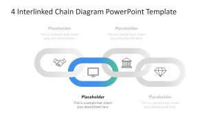 4 Interlinked Chain Diagram Template for PowerPoint 
