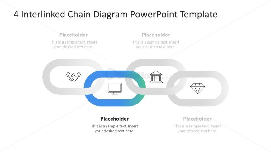 4 Interlinked Chain Diagram Template for PowerPoint