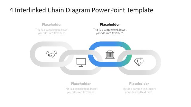 4 Interlinked Chain Diagram PowerPoint Slide