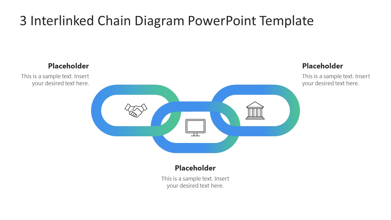 3 Interlinked Chain Diagram PPT Slide Template