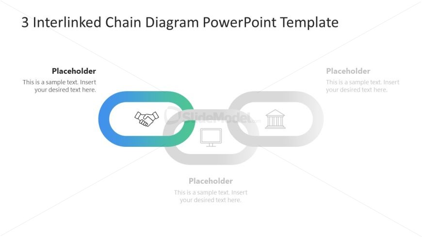 3 Interlinked Chain Diagram Template for PowerPoint