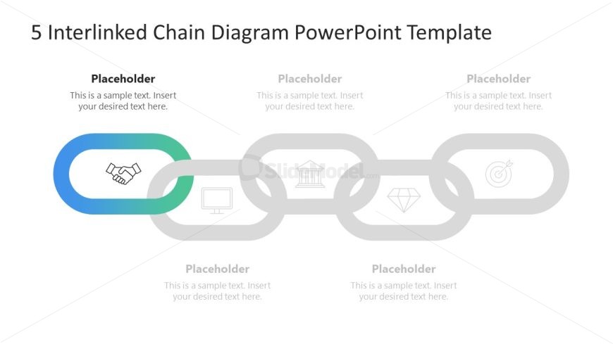 5 Interlinked Chain Diagram Template for Presentation