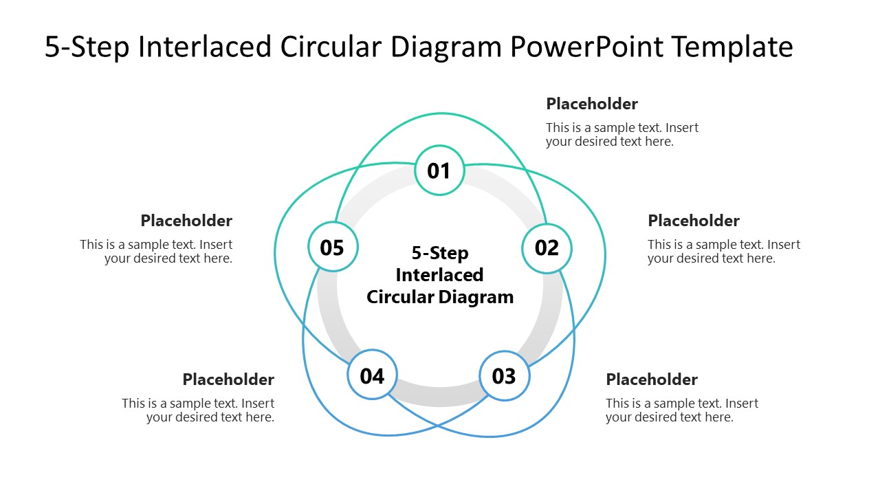 5-Step Interlaced Circular Diagram Presentation Template
