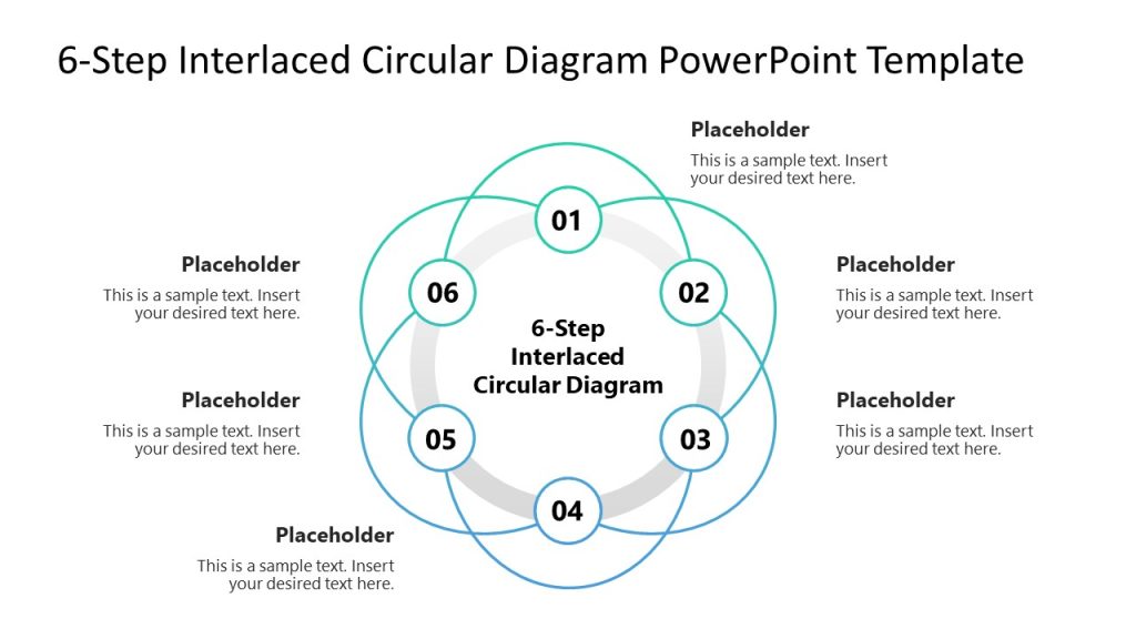 6-Step Interlaced Circular Diagram Slide PPT Template - SlideModel