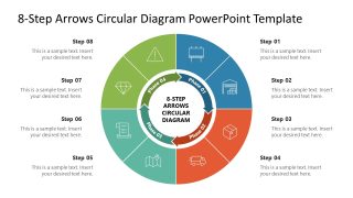 Placeholder Text Slide with Icons for 8-Step Arrows Circular Diagram