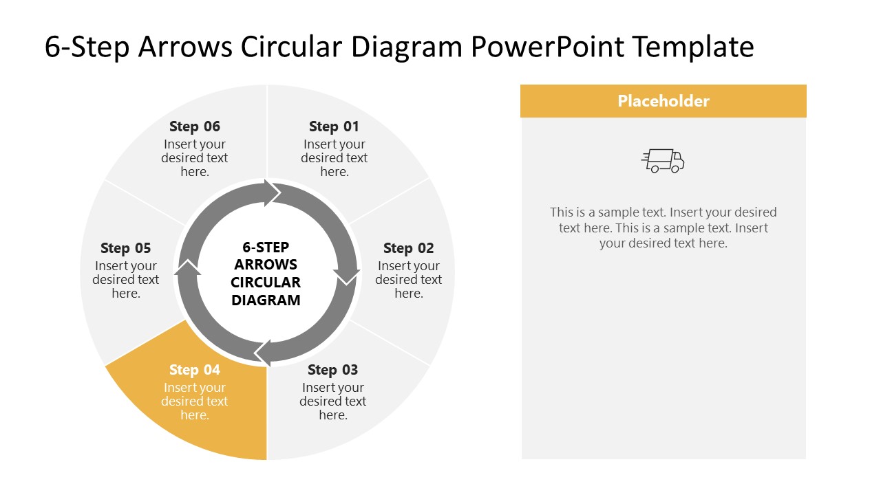 6-Step Arrows Circular Diagram PowerPoint Template