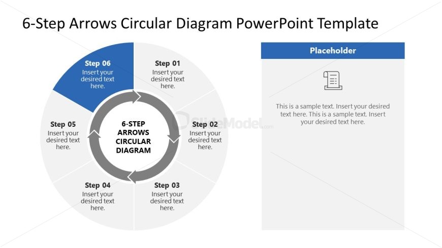 Editable 6-Step Arrows Circular Diagram PPT Template