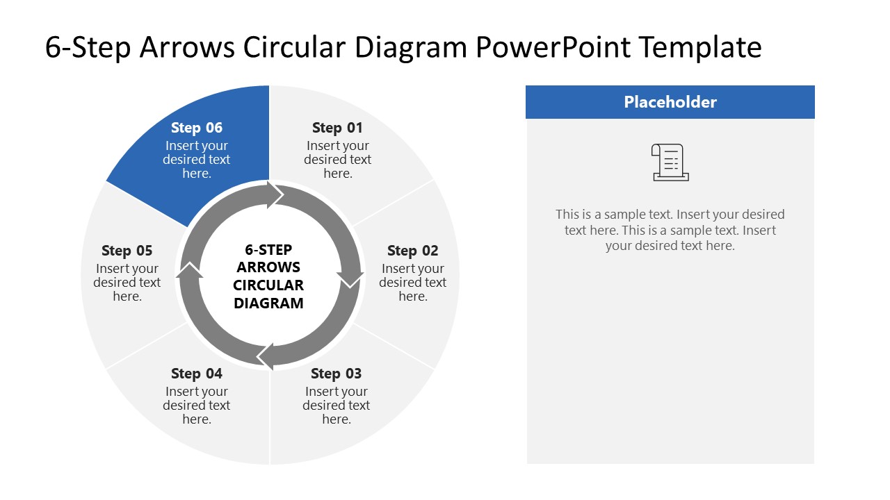 6-Step Arrows Circular Diagram PowerPoint Template