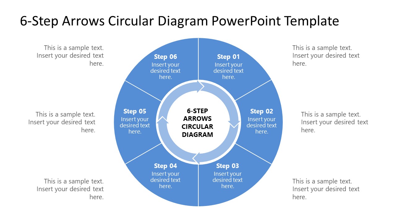 6-Step Arrows Circular Diagram PowerPoint Template