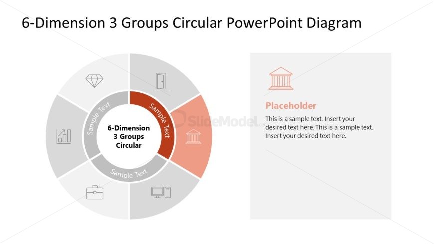 6-Dimension 3 Groups Diagram Slide Template