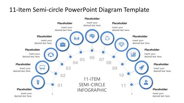 11-Item Semi-circle Infographic PowerPoint Diagram Template