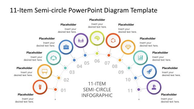 Creative Diagram Slide for 11-Steps Process Presentation