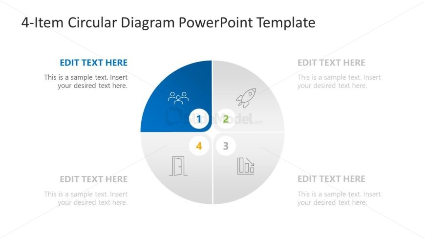 4-Item Circular Diagram PowerPoint Layout
