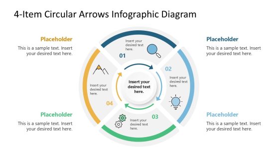 4-Item Circular Arrows Infographic Template for PowerPoint 