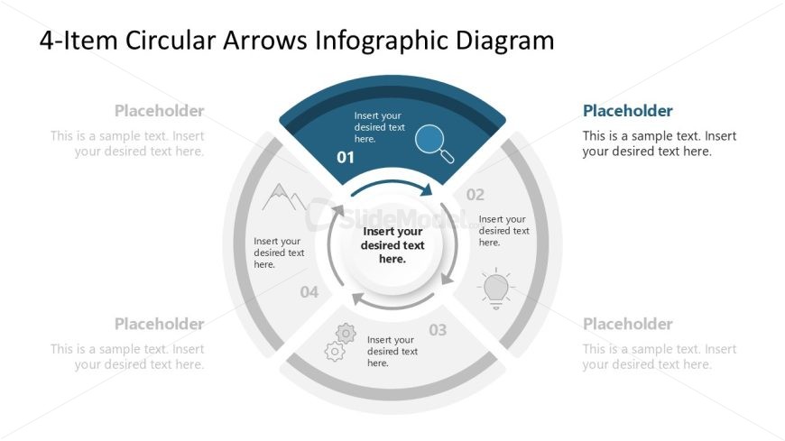 4-Item Circular Arrows Presentation Diagram