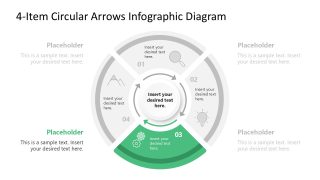 4-Item Circular Arrows PPT Diagram 